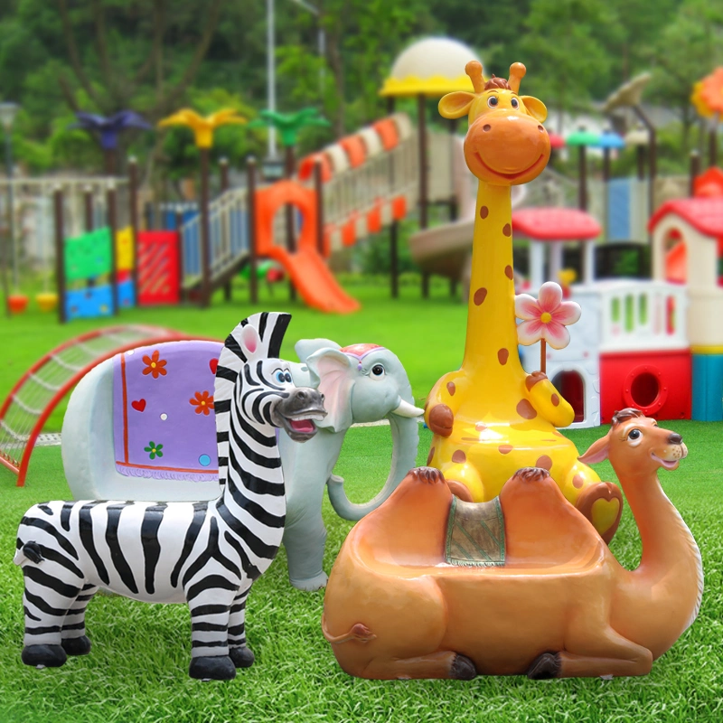 Outdoor Cartoon Animal Dinosaur Fiberglass Bench Seat Chair Sculpture for Amusement Park Decoration