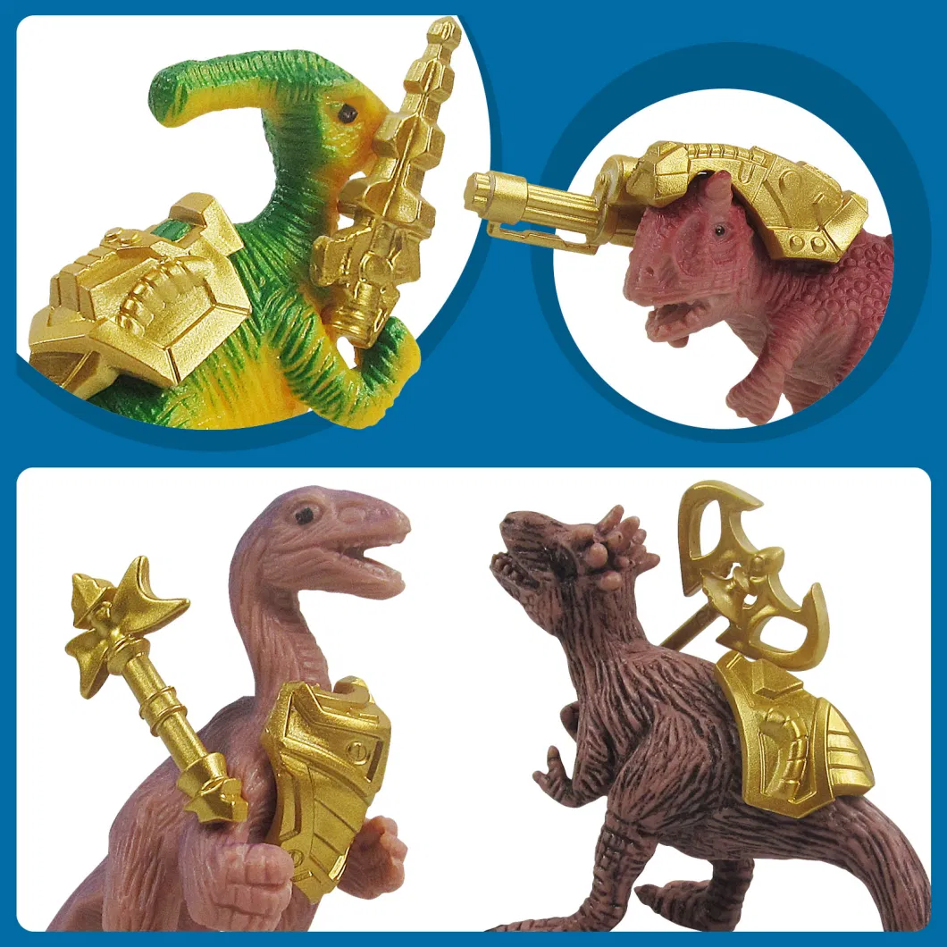 8 Large Plastic Dinosaur Combination Toy Gold Armor Weapon PVC Dinosaur Model Bags