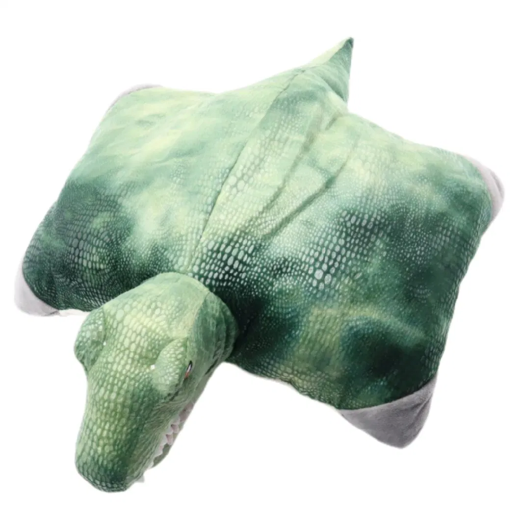 Wholesale Plush Dino Cushion Toy Green T-Rex Toys Soft Cushion 40X52cm Tyrannosaurus Rex Pillowpets Animal Dragon 2in1 Stuffed Pillow