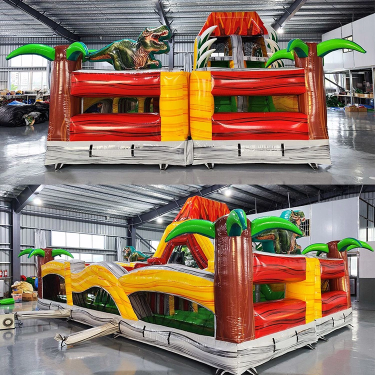 Wholesale Outdoor Fun Dinosaur Park Inflatable Obstacle Games Inflatable Bounce Park