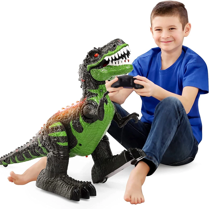 2.4GHz 8wd Remote Dinosaur Realistic Walking Electric Robot Tyrannosaurus RC Dino with Lights Sounds Simulated Flame Spray Fire Breathing