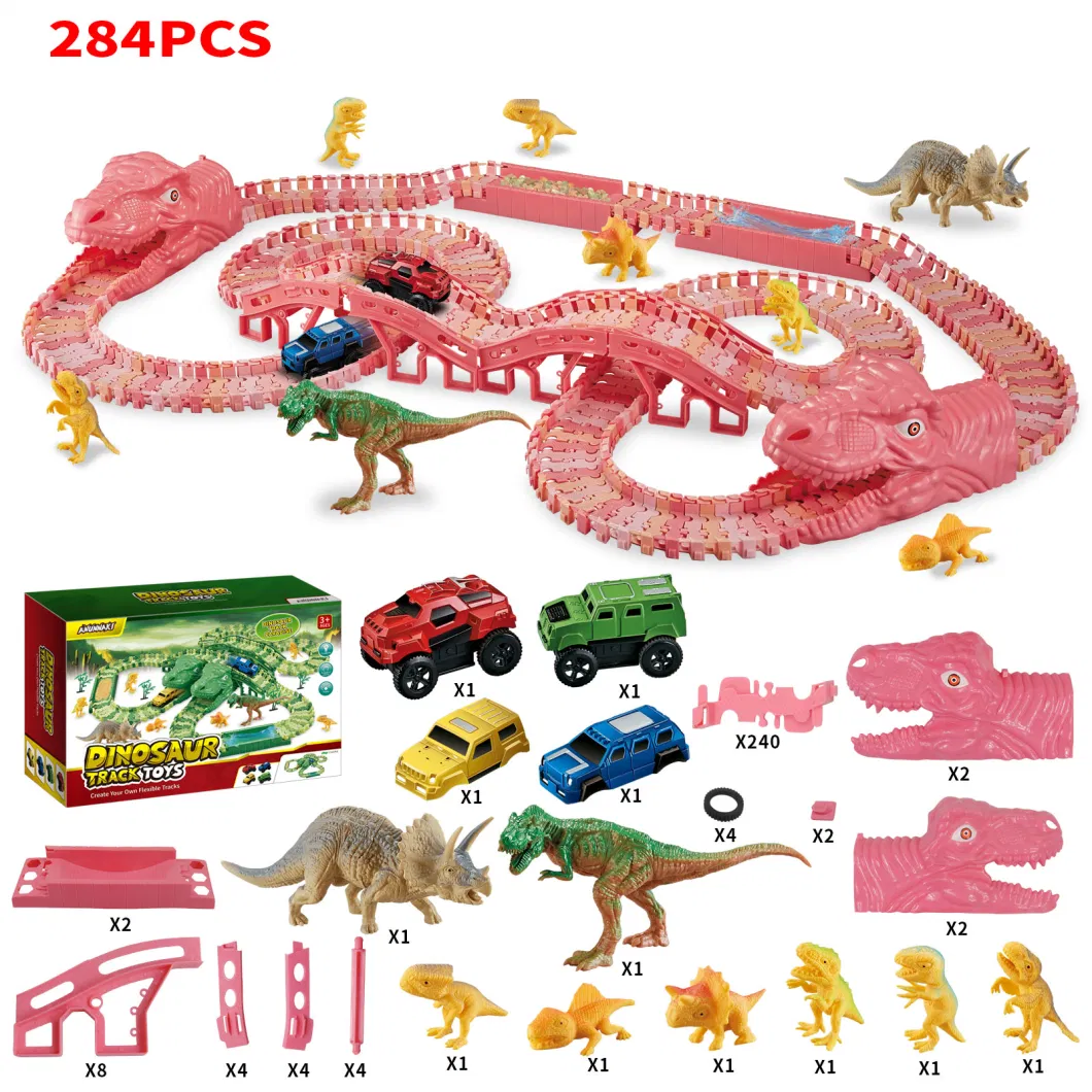 Dinosaur Track Toy Flexible Track Patchwork Toy Car Toy Dinosaur World Road Flexible Track Toy Car and Racing Car