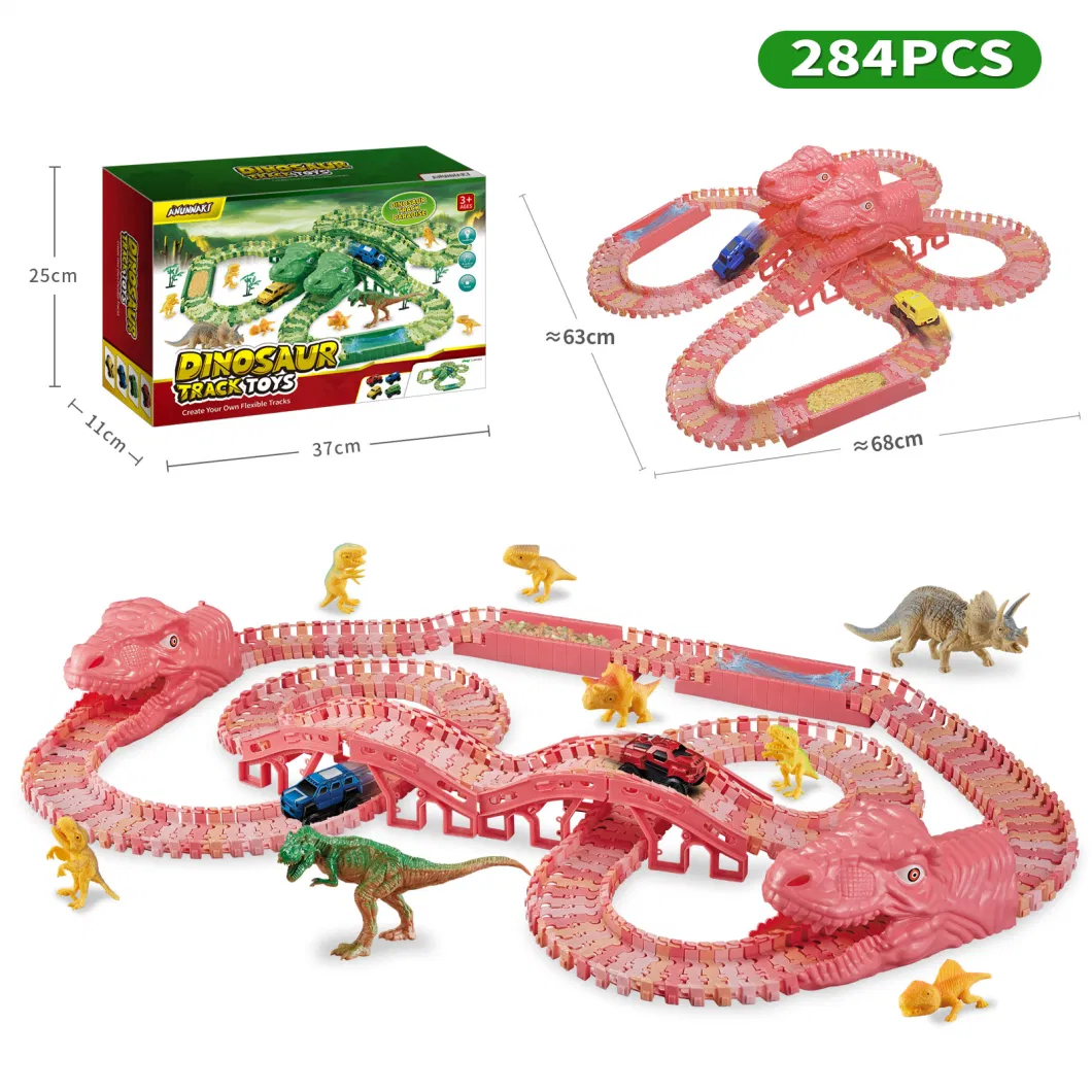 Dinosaur Track Toy Flexible Track Patchwork Toy Car Toy Dinosaur World Road Flexible Track Toy Car and Racing Car