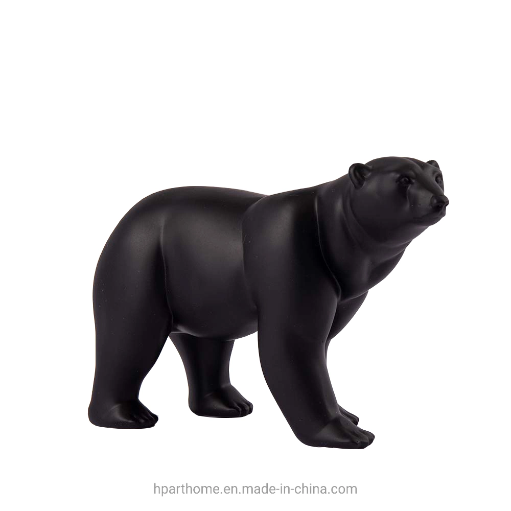 Household Items Polyresin Collectible Black Polar Bear Sculptur Animal Ornaments