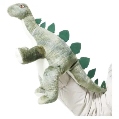  Dino Plush Toys Toys niños suave relleno animales realistas Dragón Cute Dinosaurio Stegosaurus en el período Jurásico Puppet Verde 32cm Marionetas de mano