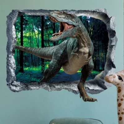 3D de la pared rota adhesivo de pared de Dinosaurios Salón Dormitorio Dormitorio de la pared de fondo a la habitación de los niños adhesivo de pared decorativos
