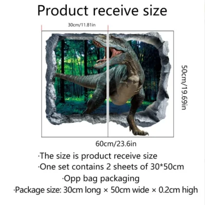 3D de la pared rota adhesivo de pared de Dinosaurios Salón Dormitorio Dormitorio de la pared de fondo a la habitación de los niños adhesivo de pared decorativos