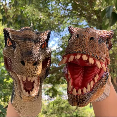 Dinosaur Head Stage Juguetes Perfect Gift Guante títeres papel suave Juguetes de Juego de caucho Funny mano títeres
