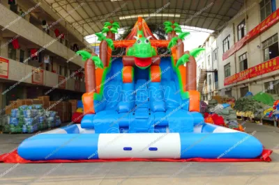 Casa de rebote de dinosaurio Dino Volcán Diapositiva inflable tobogán inflable para la venta Chsl888