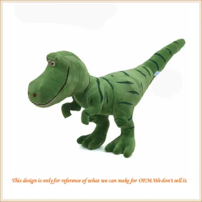 Comercio al por mayor dinosaurio verde de la fábrica de juguetes de peluche