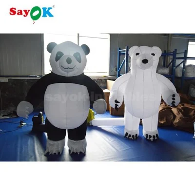 Gigante Inflatable Panda Traje con pequeña soplante Publicidad personalizada Inflatable Modelo de dibujos animados Gigante Grande enorme Inflatable Estatua mascota Inflatable