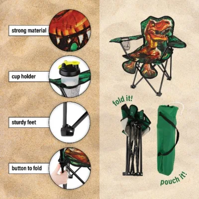 Dinosaurio al aire libre Camping plegable portones Bolsa de transporte incluyen sillas de playa de malla