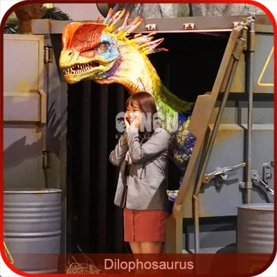 Modelo de dinosaurios del Jurásico Dilophosaurus escultura