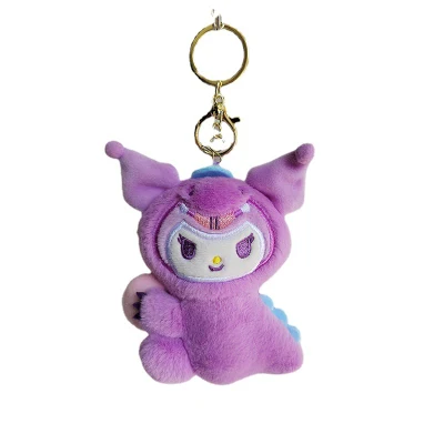 Ruunjoy 12cm Dinosaurio Peluche de Dibujos Animados Llavero Kawaii Kuromi Melody Accesorios Lindo Chica Sanrio Peluche Colgante Muñeca Regalo para Mochila Escolar