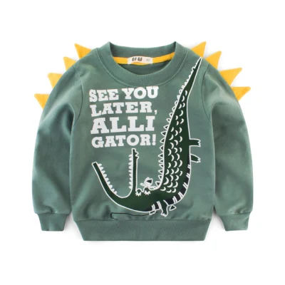  Sudaderas con capucha para niños Sudadera para niños Sudadera para niñas pequeñas Algodón Dinosaurio Cocodrilo Dibujos animados Bebé Tops Sudaderas Ropa de invierno Completo