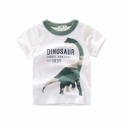  Camiseta de algodón para bebé niño, paquete de 3 camisetas de manga corta con estampado de dinosaurio, ropa de verano.