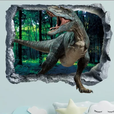 3D de la pared rota adhesivo de pared de Dinosaurios Salón Dormitorio Dormitorio de la pared de fondo a la habitación de los niños adhesivo de pared decorativos