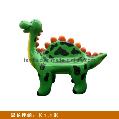 2021 Venta caliente animales dinosaurio en resina de fibra de vidrio Banquetas silla al aire libre para niños