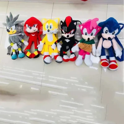 Sonic Mochila Peluche personalizado Whosale Animal Yoda Conejo tortugas dinosaurios Bluey muñeco de peluche de dibujos animados para niños Mochilas Mochila Peluche lindo Kawaii Solic