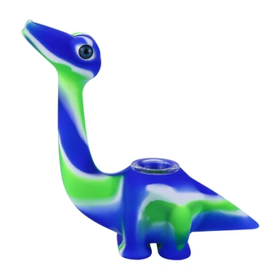 Venta de tabaco de dinosaurios de silicona caliente Tubo con tazón gratis
