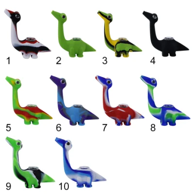 Venta de tabaco de dinosaurios de silicona caliente Tubo con tazón gratis