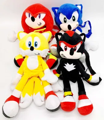 Sonic Mochila Peluche personalizado Whosale Animal Yoda Conejo tortugas dinosaurios Bluey muñeco de peluche de dibujos animados para niños Mochilas Mochila Peluche lindo Kawaii Solic