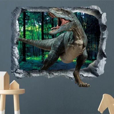 3D de la pared rota adhesivo de pared de Dinosaurios Salón Dormitorio Dormitorio de la pared de fondo a la habitación de los niños adhesivo de pared decorativos