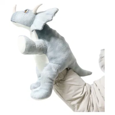 Custom 25 cm de Títeres de la felpa Dinos los juguetes para niños muñeca gris material suave de gran realismo Dragon dinosaurio lindo Animal triceratops en el periodo Jurásico Puppet