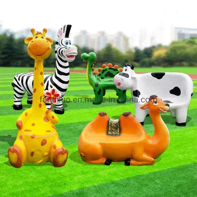 2021 Venta caliente animales dinosaurio en resina de fibra de vidrio Banquetas silla al aire libre para niños