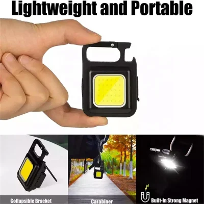  Aluminio Mini mazorca magnético de la luz de trabajo de Bolsillo llavero linterna con abrebotellas