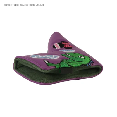Los bordados de dinosaurios fuerte imán PU cubierta de Golf Golf Putter Headcover Blade
