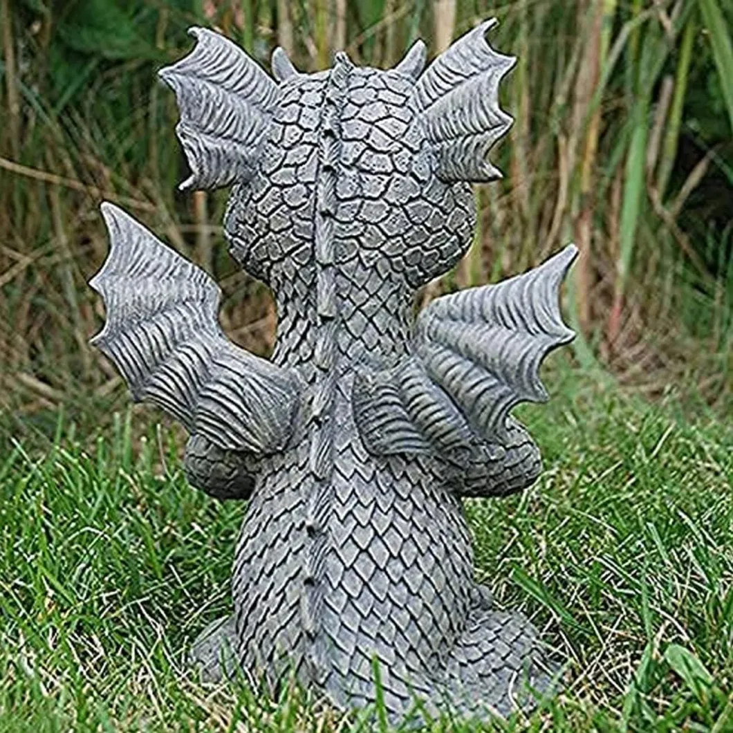 Meditation Dragon Figurine Resin Dinosaur Outdoor Sculptures Yard Decoration