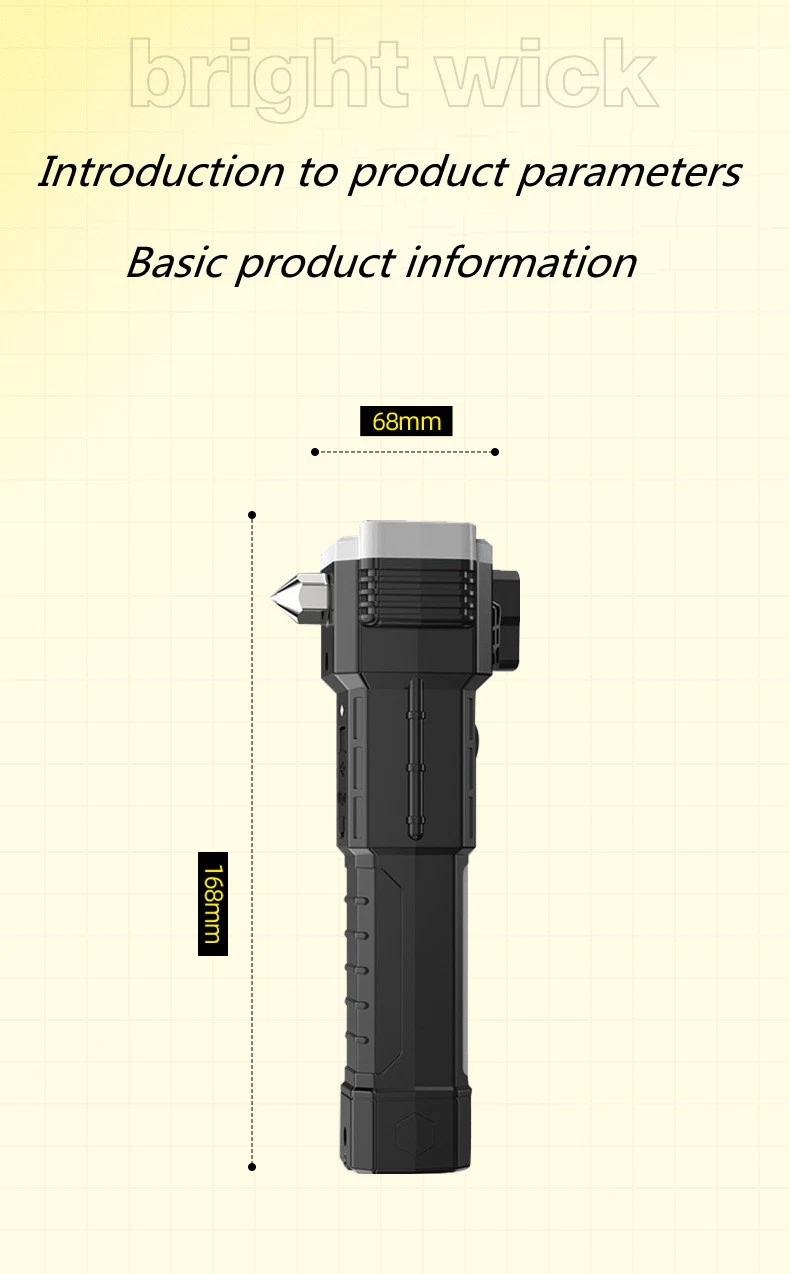 LED Emergency Survival Safety Hammer Multi-Functional Outdoor Lighting Flashlight