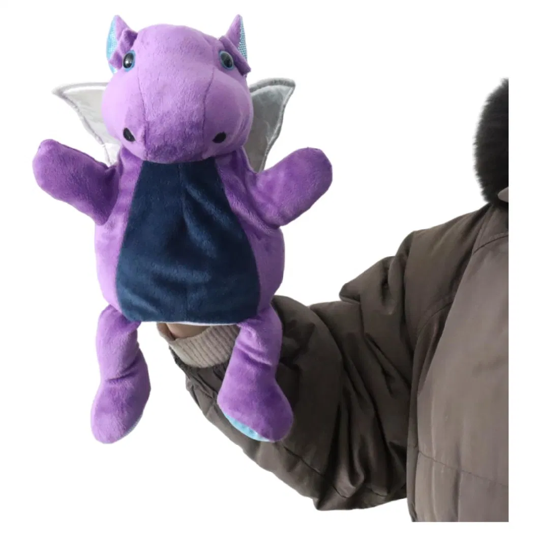 Custom Purple Dino Plush Toys Dragon Puppet 32cm (H) Plush Hand Puppet Soft Stuff Animal Dinosaur Kids Puppets in Jurassic Period