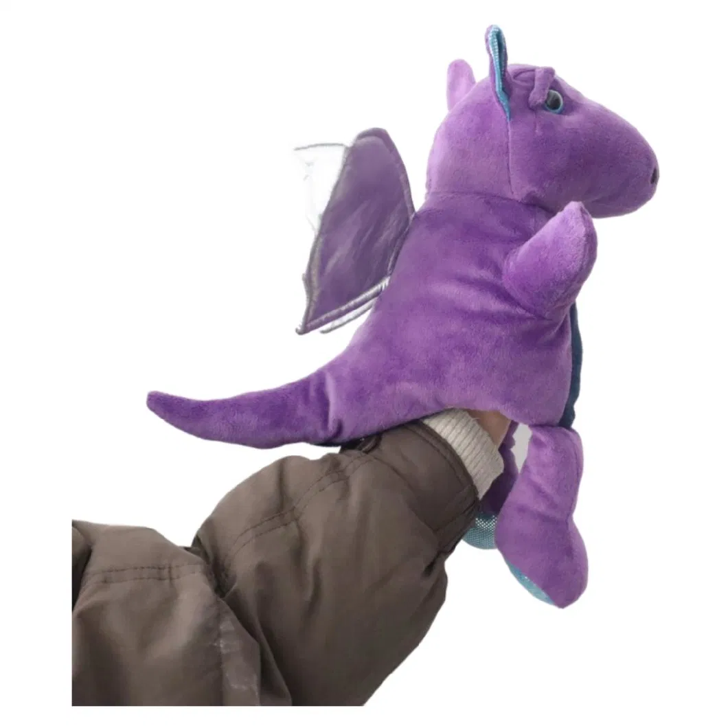 Custom Purple Dino Plush Toys Dragon Puppet 32cm (H) Plush Hand Puppet Soft Stuff Animal Dinosaur Kids Puppets in Jurassic Period