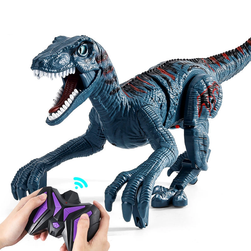 Remote Control Velociraptor Jurassic Dino Toys 2.4GHz Electronic RC Dinosaur Robot with LED Lightup Walking Roaring Rechargeable Raptor Birthday Gifts