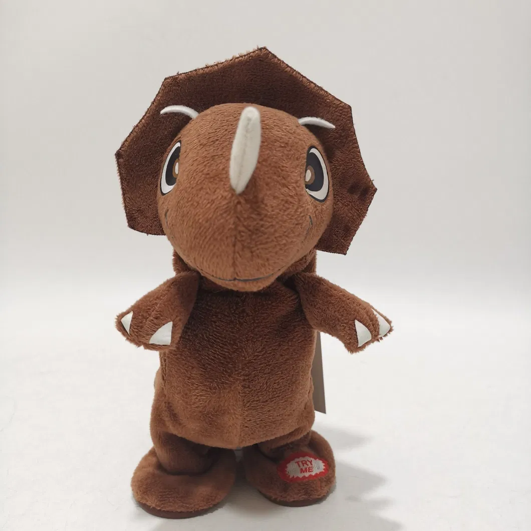 New Fashion Plush Talking Back &amp; Walking Stuffed Animal Brown Dinosaur for Kids with BSCI