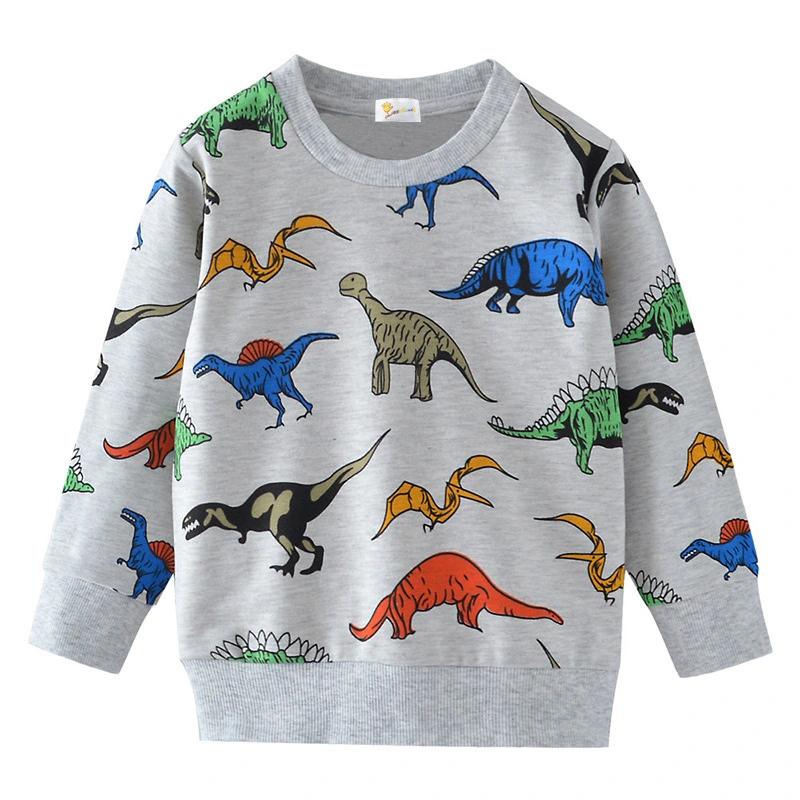New Cute Colorful Dinosaur Hoodies Sweatshirt Pullovers Tops Hooded Girls Boys Teens Gray Hooded Clothes 2022