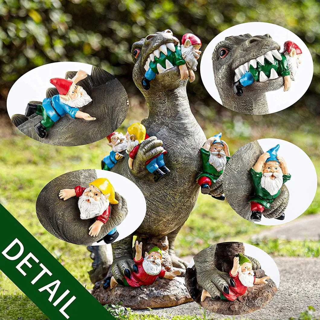 Dinosaur Gnomes Garden Art Outdoor for Fall Winter Garden Decor