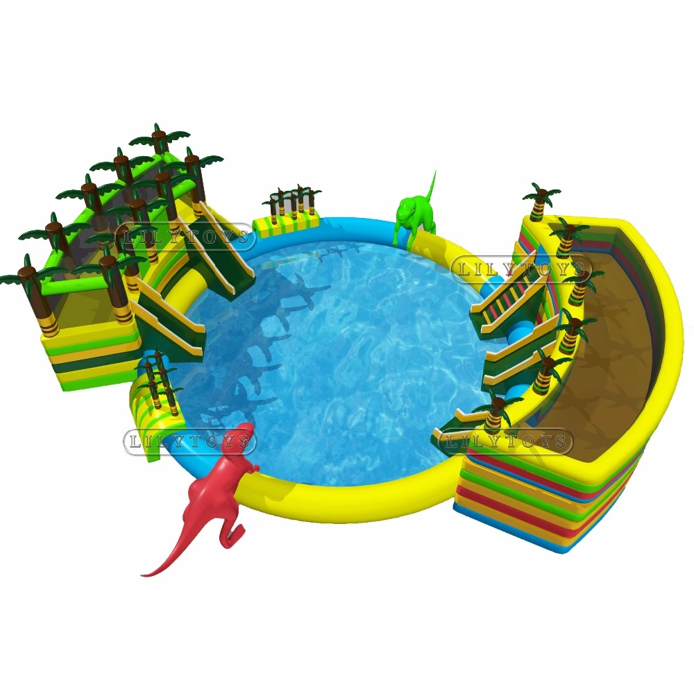 Large Dinosaur Swimming Pool and Slide Inflatable Water Park