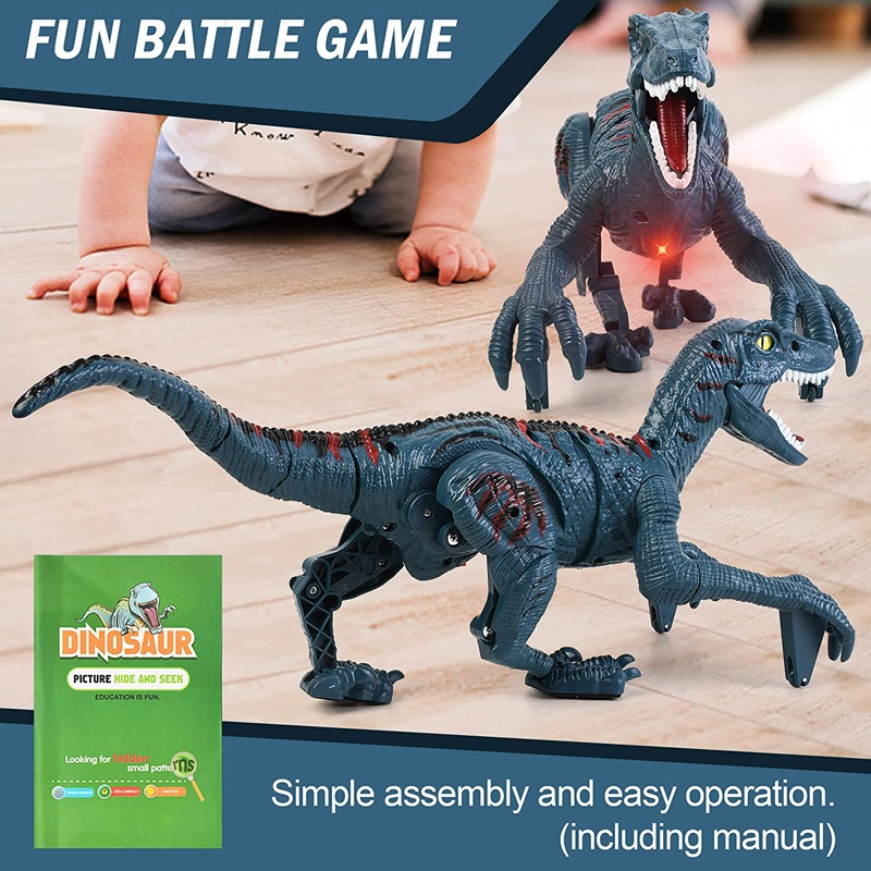 2.4G 8 Channel Jurassic Velociraptor Toys Imitates Walking and Sounds Dinosaurs Toys Remote Control Dinosaur