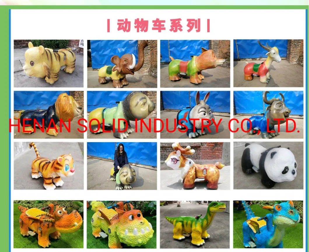 Amusement Plush Electric Ride on Animals for Children Robotic Animatronic Dinosaur Rides