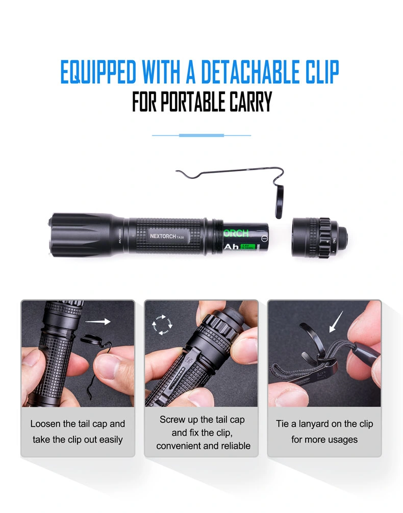 2022 Mei Awards -Gold Award- Nextorch Ta30 1300 Lumen LED Tactical Flashlight Rechargeable Instant Strobe Linterna Lanterna Self Defense Shock Flashlight