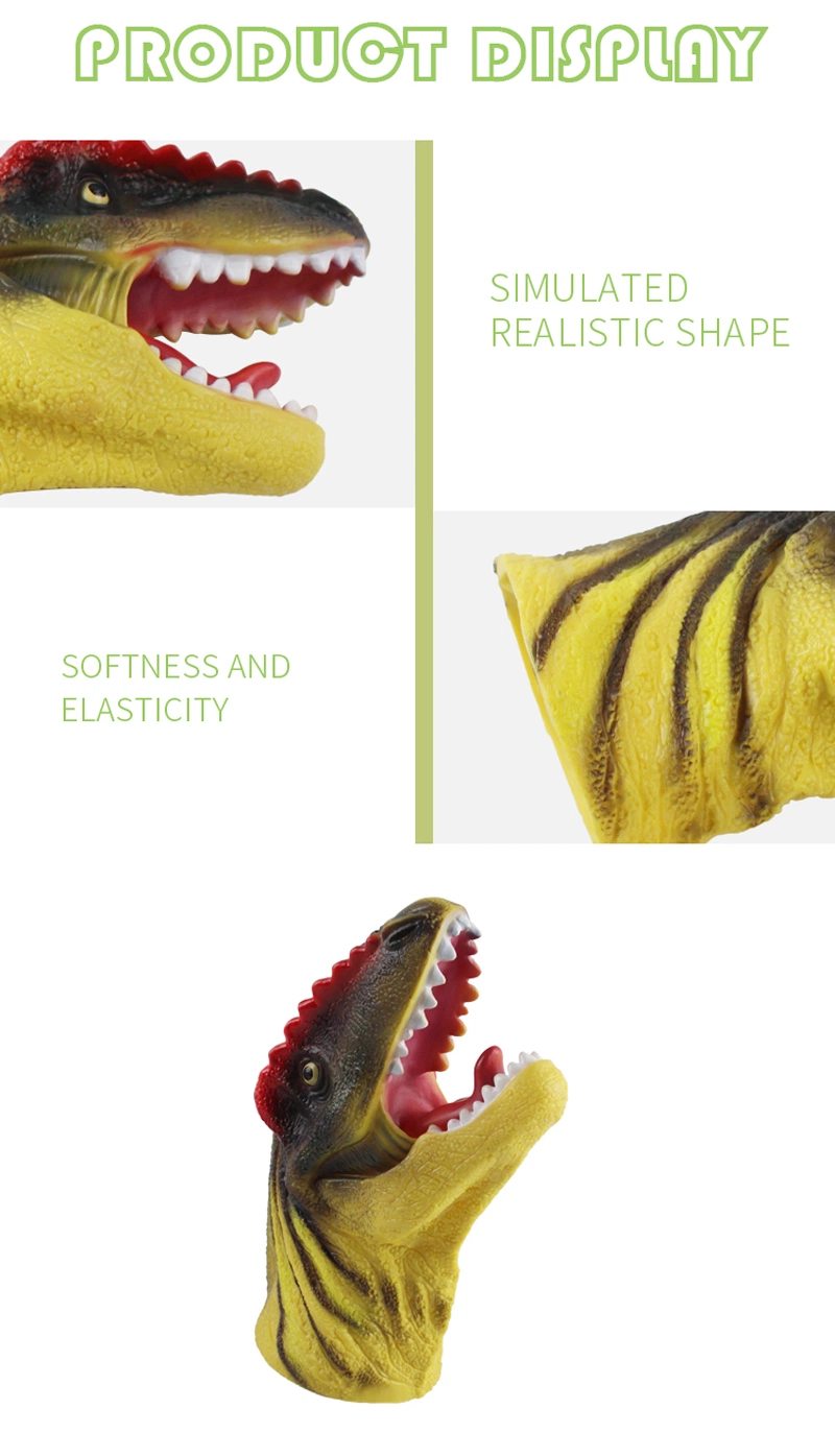 Small DIY Animal Head Model Toys Realistic Dinosaur Hand Puppet for Kids Pretend Play