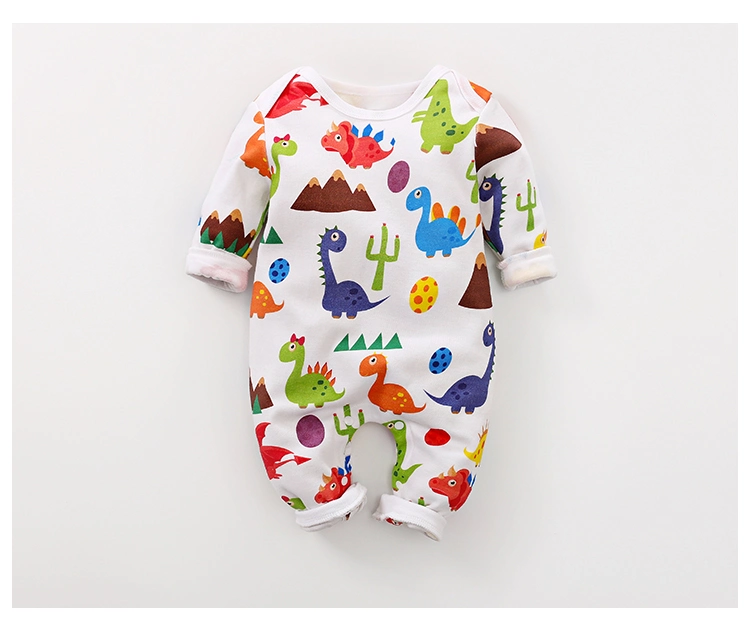 Sleeve Round Collar Cute Dinosaur Printed Baby Climbing Clothes, Retail and Wholesale.