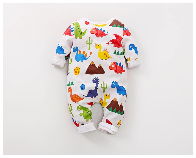 Sleeve Round Collar Cute Dinosaur Printed Baby Climbing Clothes, Retail and Wholesale.