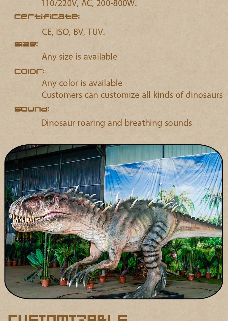 Tyrannosaurus Rex Theme Park Dinosaur Artifical 3D Animatronics Dinosaur Model Life Size Animal Realistic Pose Design Outdoor Playground