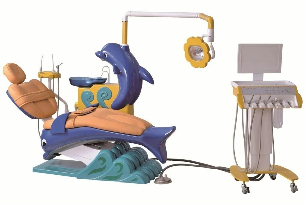 Dental Clinic Children&prime; S Oral Dental Treatment Machine Cartoon Dinosaur Blue Cat Kids Dental Chair