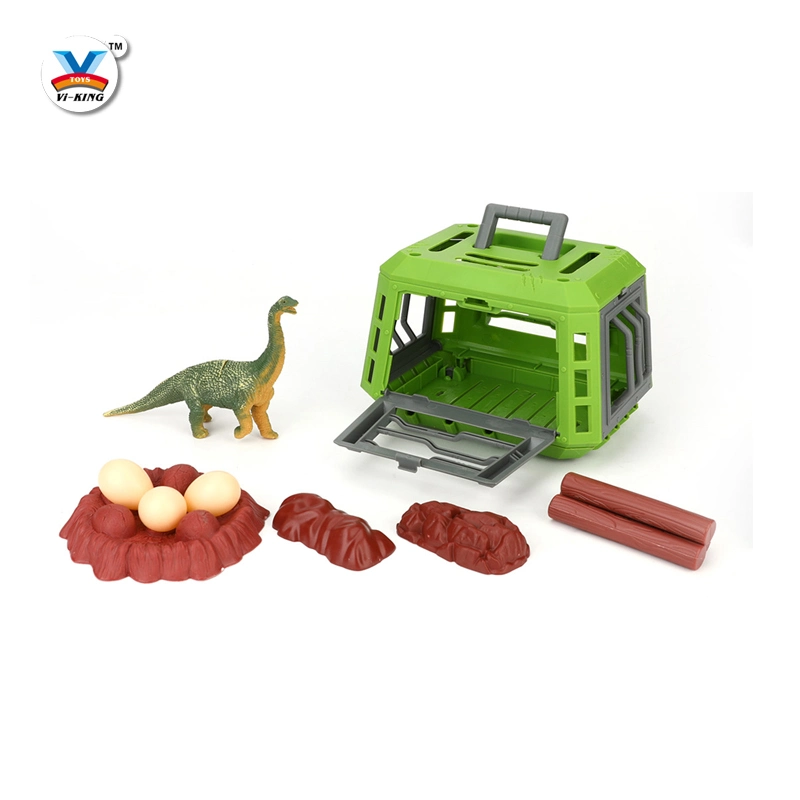 Dinosaur Toys Triceratops and Velociraptor in Cage Boys and Girls Educational Dinosaur World Toys