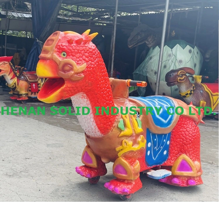 Outdoor Playground Coin Operated Electric Walking Rideable Dinosaur